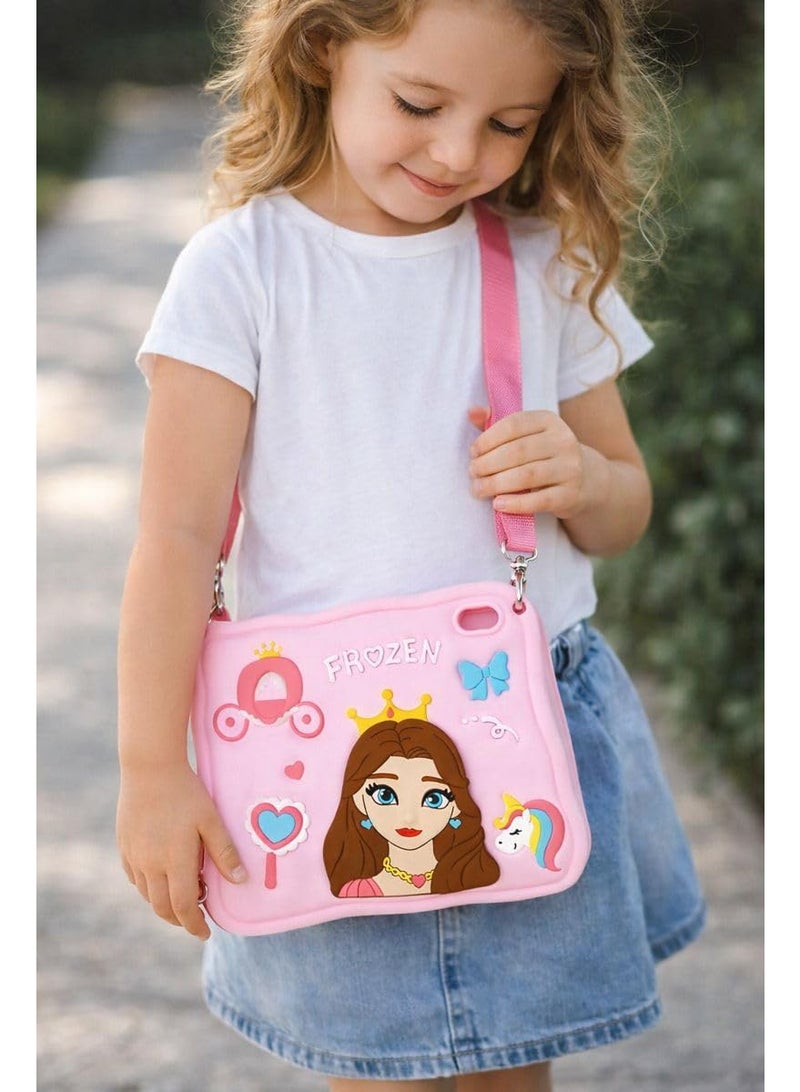 Cartoon 3D Silicon Handle Stand Cover For iPad 10th Generation 2022 10.9 Inch,iPad (A16) 11th Generation Case 11 Inch 2025, Funda Case Model A2696 A2757 A2777 (With Rope) (Frozen) - Image 3